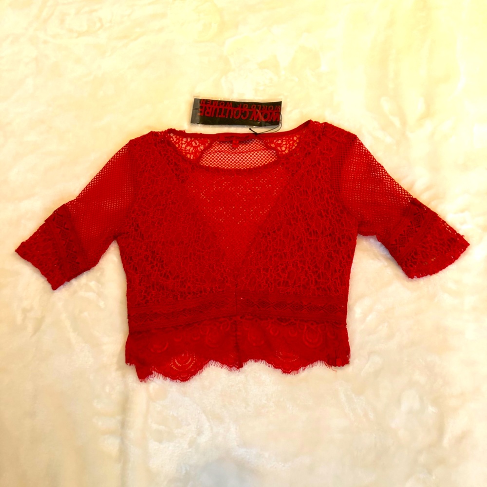 Wow Couture Red Crop Top Small Club Wear